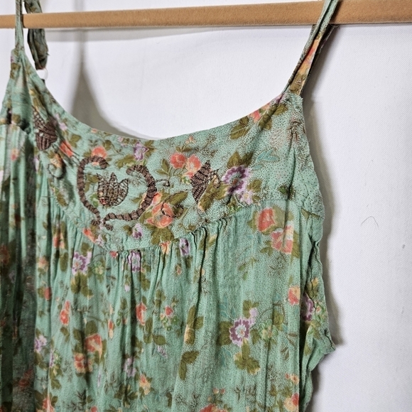 Torrid Spaghetti String Sleeveless Top Embroidery Floral Cotton Sz 2 2x FLAWED - Picture 3 of 11